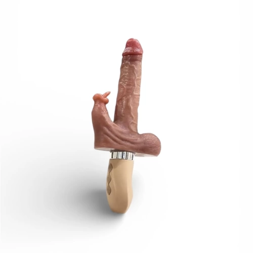 Dương vật giả 2 nhánh có bìu rung thụt siêu mạnh