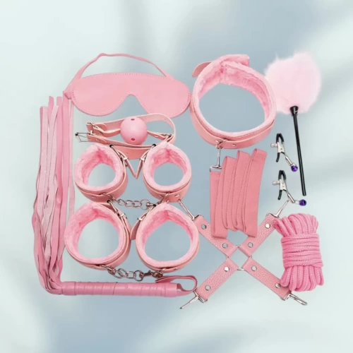 Đồ chơi bạo dâm nhiều món da mịn, lông mềm cực hot màu hồng