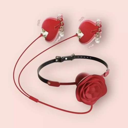 Bộ Khóa Miêng hoa hồng - Kẹp Ty rung tăng khoái cảm