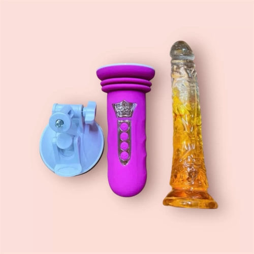 Đế gắn dương vật rung thụt pin sạc(tặng kèm dương vật nhiều màu)