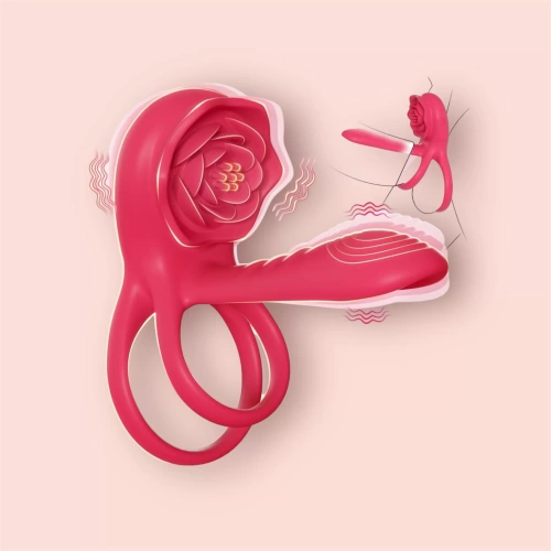 Vòng đeo dương vật Love hoa hồng có điều khiển