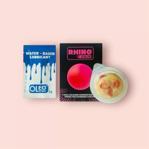 Com bo 3 hộp bao cao su 9 bi Rhino kèm gel bôi trơn